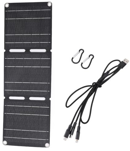 Bärbar solpanel Fällbar solpanel Vatten Solladladdare Fällbar solladdare med 30W högeffektiv dubbel USB -utgång för camping Travel Vandring RV -resor Monokristallint kisel ABS