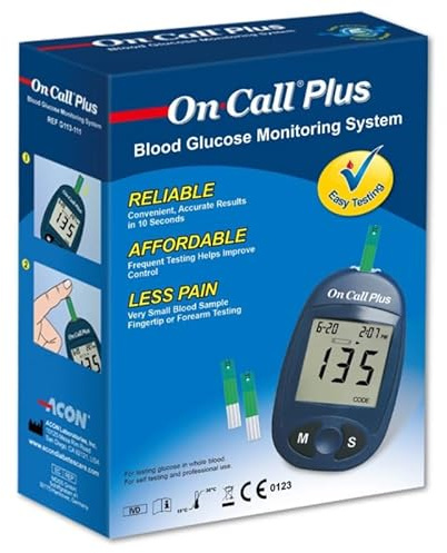 on call plus on call plus Blood Glucose Testing kit with 10 strips (Battery not include)