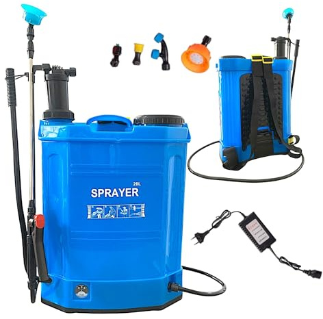 Pompa Nebulizzatore a Spalla 2 in 1 Elettrica Batteria e Manuale Capacità Serbatoio 20L Spruzzatore a Pressione con 4 Ugelli di Spruzzatura ideale per Trattamenti Antiparassitari e Diserbanti