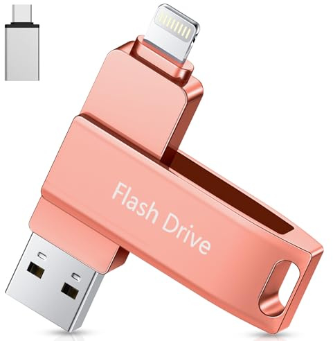 Lncnnk 512 Go Clé USB 3.0 Certifié MFi, Clé USB Lightning Photo Stick Mémorie Extension de Stockage Externe clé USB C Flash Drive de Sauvegarde pour iPhone/iPad/Android/Mac/PC, Rose