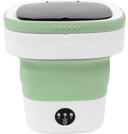 TONFEION Mini Waschmaschine, Reisewaschmaschine, Mobile Portable Washing Maschine 12L mit Ablaufschlauch und Trockenkorb, 3 Waschprogramme, Camping Waschmaschine für Unterwäsche, Babykleidung (Grün)