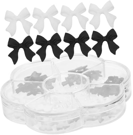 Homoyoyo Accesorios para Decoración de Uñas Lazo y Perlas Mezcla 7 Compartimentos para Manicura Nail Art Mujer Niñas Fiesta