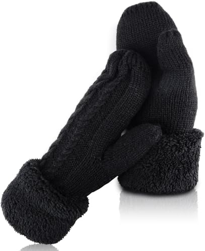 TOYTOPIE Manoplas de Punto de Invierno para Damas, Guantes de Forro Suave con Puños Peludos, Regalo de Cumpleaños de Navidad para Mujeres, Guantes Termicos para el Clima Frío al Aire Libre
