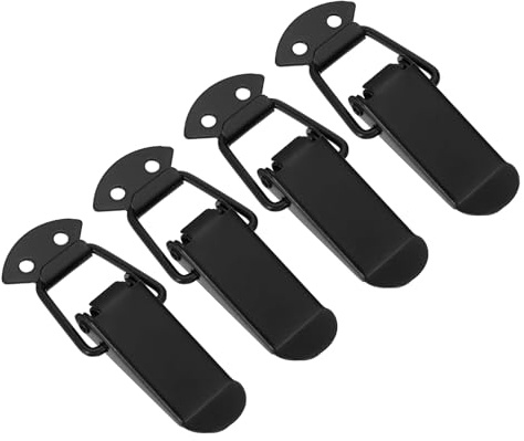 sourcing map 4 Pcs 0.8 Inch Cold-Rolled Steel Spring Loaded Toggle Latch Catch Hasp Clamp Lock for Cabinet Door Barn Wooden Case Chest, Black