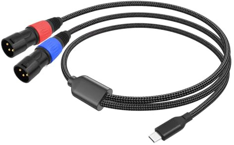Zambuph Cable de audio USB C a 2 XLR que combina materiales de cobre y aleación para proporcionar señales audio fiables y nítidas. Cable divisor USB C a XLR.