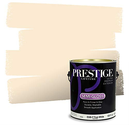 PRESTIGE Paints Exterior Paint and Primer In One, 1-Gallon, Semi-Gloss, Comparable Match of Benjamin Moore* Country White*