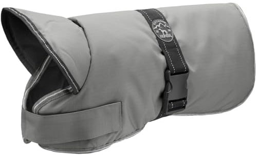 HUNTER Hundemantel DENALI, Farbe: grau, warmer Hundemantel mit Fleece-Innenfutter, wasserabweisend, reflektierend, hoher Kragen, perfekte Passform, leicht waschbar, Größe: 45