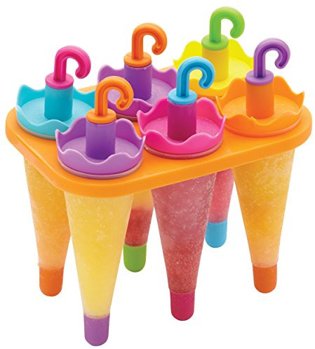 KitchenCraft Ice Lolly Mould with 6 Reusable Umbrella Style Sticks, Plastic, Multi Colour