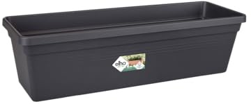 Elho Green Basics Trough 40 - Jardinera por Balcón Exterior - Ø 39.3 x H 14.0 cm - Negro/Living Black