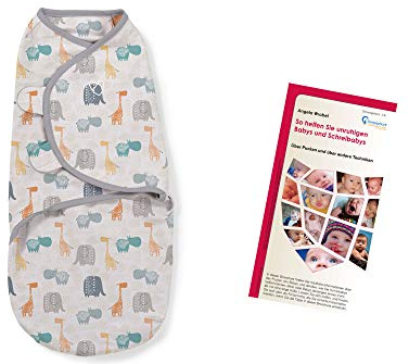 Lampiphant Original SwaddleMe® Pucksack, S/M, Böhmischer Dschungel | Original SwaddleMe Pucksack, inkl. wertvollem deutschen Puck-Ratgeber: Hilfe bei Schreibabys, für einen erholsamen Schlaf