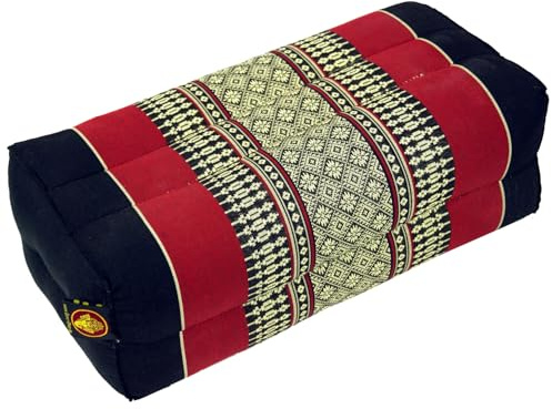 Guru-Shop Coussin de Méditation, Coussin de Bloc, Coussin Carré de Soutien de Yoga, Soutien de Nuque Thaïlandais Avec Kapok - Noir/rouge, Rouge, 10x20x30 cm, Coussin de Méditation Coussin de Siège