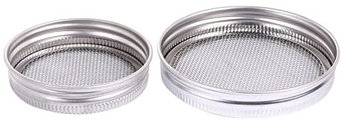 Cabilock 2 Sätze Keimdeckel aus Edelstahl für Weithals-Einmachgläser Einmachgläser für Den Anbau von Bio-Sprossensamen (86 Mm Siebdeckel Und 70 Mm Siebdeckel)