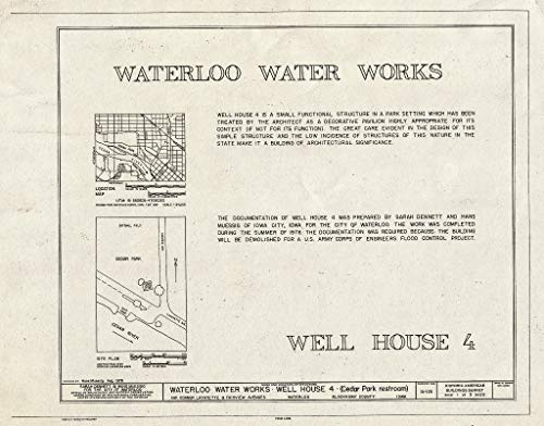 Historic Pictoric : Blueprint HABS Iowa,7-WATLO,3- (Sheet 1 of 5) - Waterloo Water Works, Well House 4, Fairview & Lafayette Avenue, Waterloo, Black Hawk County, IA 24in x 18in
