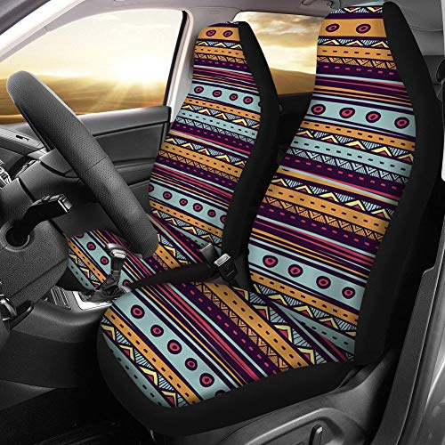 Binienty Autositzbezüge, Baja-Satteldecke, universelle Passform, für LKWs, SUVs, Van, Boho-Tribal-Streifen-Design, 2-teiliges Set