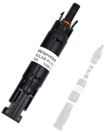 Witproton 10A Solar wasserdicht Sicherungshalter Solarsicherung IP68 Wasserdichter 1000V Inline Sicherungshalter für Wechselrichter Solar System-Schutz (10A)