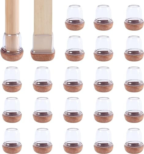 RCHYFEED 24 pezzi Coprigambe per Sedia in Silicone con Feltro, Proteggi Gambe per Mobili 14-36mm, Elastiche Protezione per Gambe Delle Sedie per Antigraffio, Feltrini per Sedie Chair Leg Protectors
