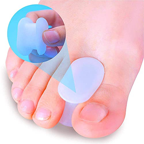 PrettSole 2 Pairs Toe Separators(1/2' Thick), Silicone Spacer, Bunion Relief Pads to Temporarily Correct Big Toe & Relieve Bunion Pain, Overlapping Toes