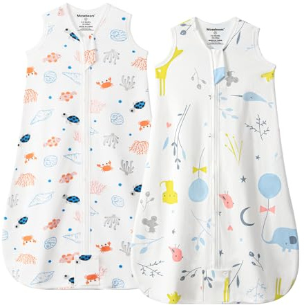 Mosebears sovsäck baby vintersovsäck 0,5 tog, babysovsäck 100 % bomull, ventilerande babysovsäck (2-pack, XL)