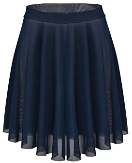 Dance Elite - Knee Length Dance Skirt for Women - Classical Ballet Skirt (Navy, XLA)