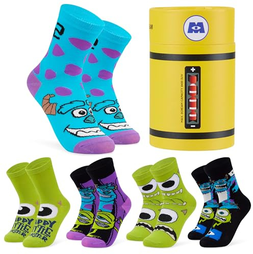 Disney Monstre et Compagnie Chaussettes Enfant et Ado, Coffret 5 Paires de Cosy Chaussettes Fantaisie, Idee Cadeau Garcon