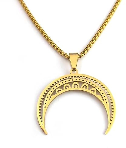 Halskette Anhänger Mond während Halskette Gold Farbe Halbmond Meniskus Halsketten Schmuck Colar Schmuck Geburtstagsgeschenke für Frauen Männer