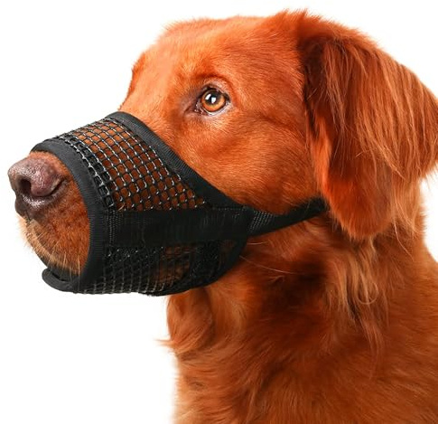 Mayerzon Maulkorb für Hunde, atmungsaktives Netzgewebe, für kleine, mittelgroße und große Hunde, Jack Russell Terrier, Dackel, Beagle, Golden Retriever zum Beißen, Kauen, Fellpflege, mit verstellbarem