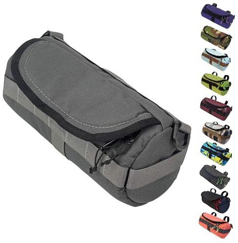 Handlebar Bag (Charcoal & Blue Burrito) | 2 Liter Capacity | Spacious Bike Bag w/ 2 Extra Long Buckle Straps & 1 Hook-and-Loop Strap | Water Resistant Front Basket | Bike Accessories | Made in USA