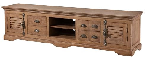 MASSIVMOEBEL24.DE | Toulouse TV-Board aus Massivholz #09 aus Mangoholz - beige, geölt 220x45x55 cm 4 Fächer + 6 Schubladen Lowboard Landhausstil
