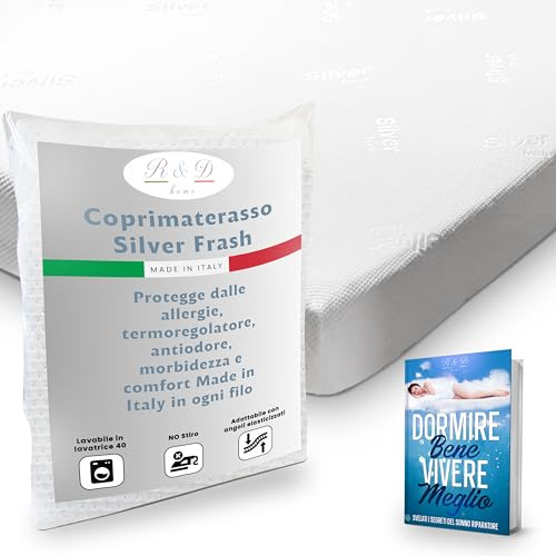 R&D Home - Coprimaterasso Matrimoniale Silver 160/180x190/200 - Antiacaro - Anallergico - Traspirante - Con Angoli Elasticizzati - Made in Italy - Lavabile in lavatrice - Ebook omaggio