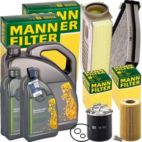 Inspektionspaket + 7L 5W-30 Öl passend für C204 W212 GLK