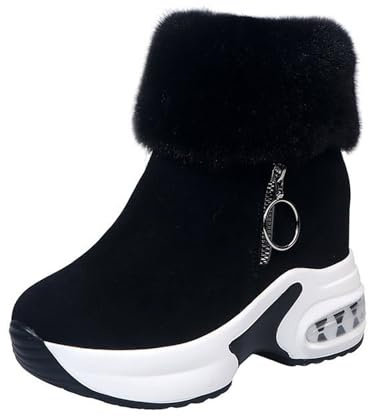 tinetill Bottines pour femme bottes courtes en polaire bottes d'hiver chaussures d'hiver doublées chaudes bottes élégantes bottes à plateforme bottes de neige en cuir bottes tendance