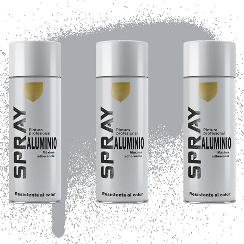 Etrexonline Pintura Spray Multicolor Profesional | 400ml | Adecuado para Metal, Madera & Plástico | Color Aluminio | Secado Rápido | Paquete de 3