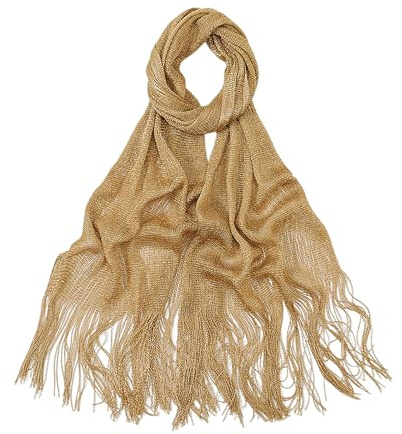 Sciarpa NYGGTYK 1 pezzo per donne - Sciarpa dorata con frange - Sciarpa per bikini, protezione solare - Sciarpa con paillettes per serata, abito da sera - Adatta per ballo, festa, matrimonio, cena