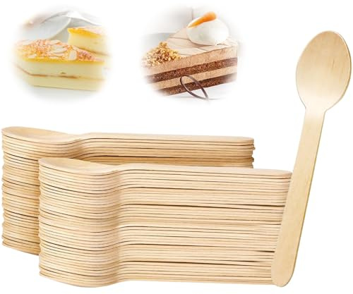 Einweg Löffel aus Holz, 200 Stück 11cm Holzbesteck, Holzlöffel Einweg Set | Holz Löffel Einweglöffel Einweglöffel aus Birkenholz Biologisch Abbaubar