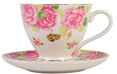 JKJZSALJ Juego De Tazas Y Platillos De Té Y Café De Cerámica, Tazas De Café Expreso Modernas De Porcelana De Hueso, Taza De Té De Pino Elegante, Juego De Taza Y Platillo De Café para Bebidas
