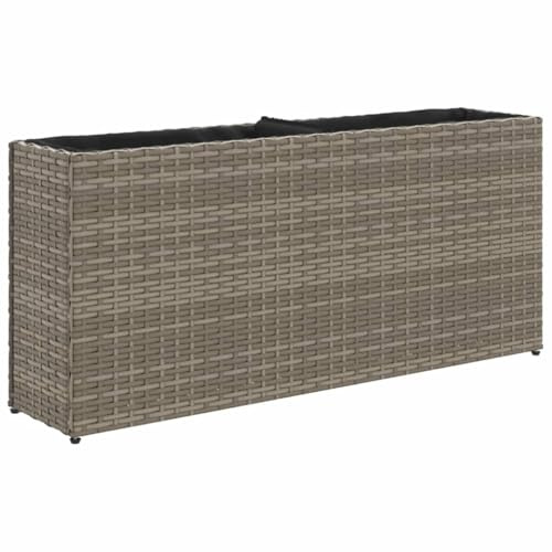 vidaXL Jardinière avec 2 Pots Gris 90x20x40 cm résine tressée