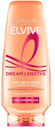 L'Oréal Paris Elvive Dream Lengths Anti-Split Ends Conditioner, with Vegetal Keratin & Castor Oil, for Long Hair, Suitable for all hair textures, 300ml