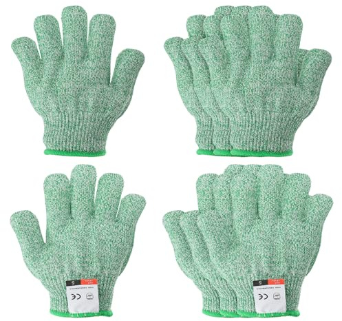 PATIKIL Cut Resistant Gloves, X-Small, Green, 4 Pair | Level 5 Protection, Anti Cutting Gloves, for Kitchen Wood Carving Working