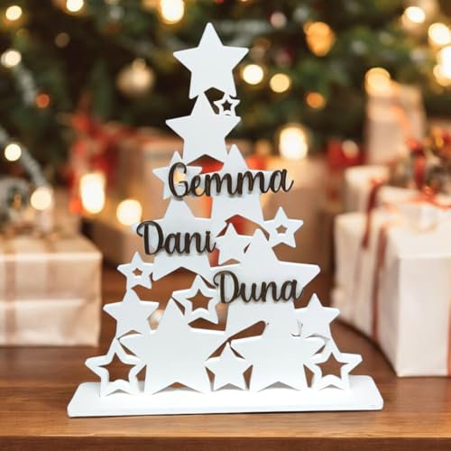 Tres Aristas| Árbol de Navidad Personalizado con Nombres de la Familia | Adorno Navideño Único para la Familia | | Regalo Especial para el Hogar | Decoración Navideña Familiar