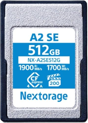 Nextorage CFexpress Typ A Karte 512GB, VPG200 japanische speicherkarte datenspeicher CF Express Type A Card, Kamera Zubehör für Sony/Fujifilm, A2SE NX-A2SE512G