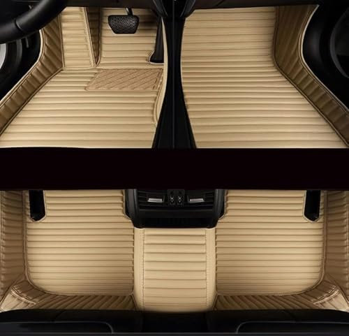 WBWBB Leder Auto Fußmatten für Volvo C30 2006-2023, All-Inclusive All Wetter Wasserdichtes Luxus Leder fußmatten, rutschfest Auto Zubehör,Beige