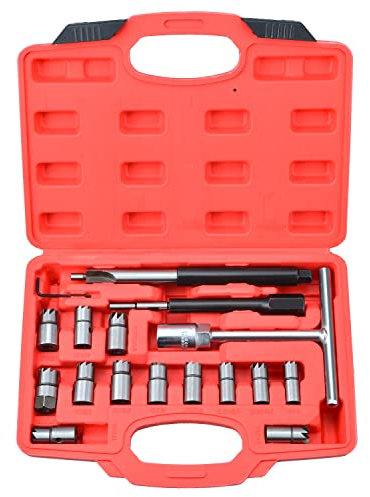 Zoomtools Ensemble de 17 pièces pour siège d'injecteur diesel, kit de nettoyage de siège d'injecteur, outil de nettoyage et de coupe pour sièges d'injecteurs, outil de décarbonation