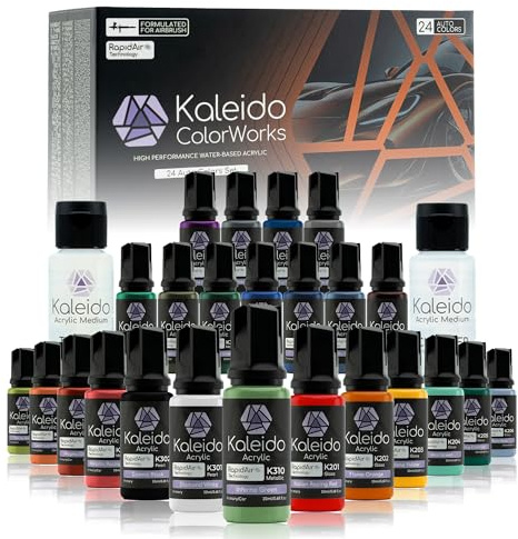 Gaahleri Kaleido Auto 24-Farbset – Wasserbasiertes Acryl-Airbrush-Farben-Set für Automodelle, Gundam, Mecha – gebrauchsfertig verdünnt, hochglänzend, schnelltrocknend, inkl.