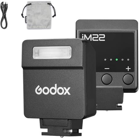 Godox iM22 Camera Flash Mini Flash with 470mAh Battery 440 Full-Power Flash 5 Levels for Sony zve10,zv1 etc, Canon, Nikon,Fuji, Olympus Cameras