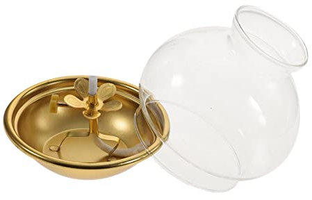 ORFOFE Öllampe Aus Glas Mit Schirm Buddhismus Petroleumlampe Vintage Mittelstück Kompakt Für Innenbereich Und Anbetung