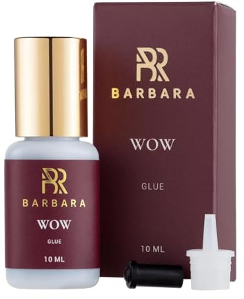Barbara WOW 10ml | Colla Professionale per Extension Ciglia | Asciugatura Ultra Rapida (0,3-0,5 sec) | Lunga Durata (Fino a 8 Sett.) | Alta Elasticità | per Volume e Mega-Volume