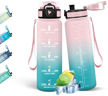 HoneyHolly Borraccia Bambini, 500ML, A prova di perdite Borracce, Riutilizzabile Borraccia Motivazionale, Semplice e Portatile, Bottiglia Acqua per Corsa, Bicicletta, Lavoro, Scuola