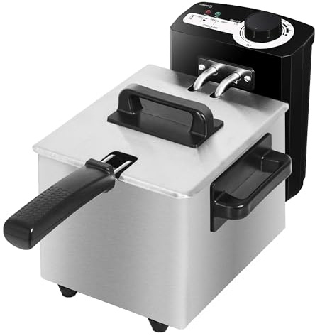 Cecotec Elektrisk fritös med olja Cleanfry 1,5 l, 1 000 W, rostfritt stål, OilCleaner-filter, temperatur 190 °C, emaljerad tank, diskmaskinssäker, ljusindikator, överhettning