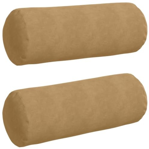 vidaXL Cuscini a Rullo 2 PCS Marrone Ø 25 x 70 cm Tessuto in Cords, Cuscini cilindrici per Il Salotto, federe Removibili, Decorazione Comfy, Cuscini Eleganti