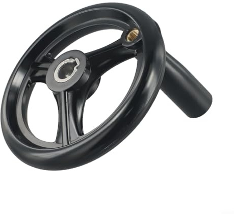 Volant à 3 rayons en plastique pour fraiseuse, tour, meuleuse – 125/200/100/160 mm avec poignée rotative, support d'arbre taraudé, pour un assemblage facile (12 x 125 mm)
